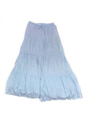 Light blue polka dot maxi skirt with drawstring waist